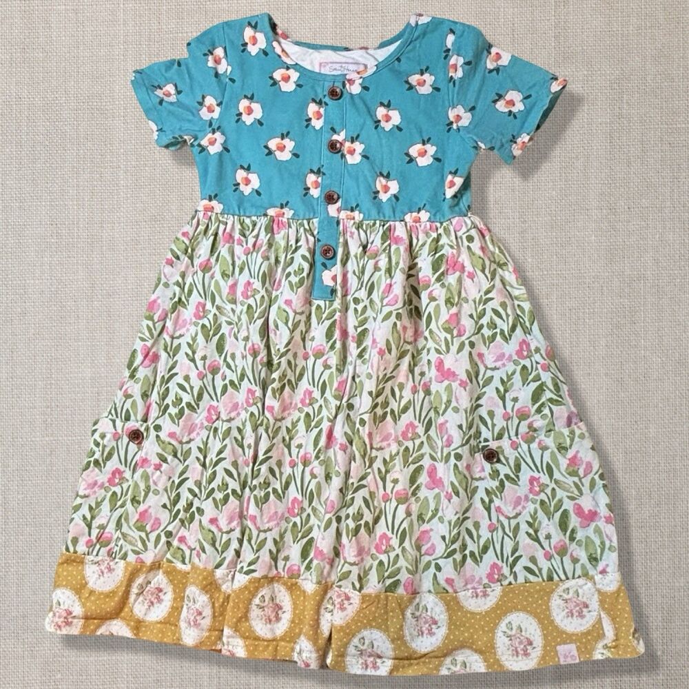 SweetHoney Girls Floral Mixed Print Pocket Dress Size 10Y Cottagecore